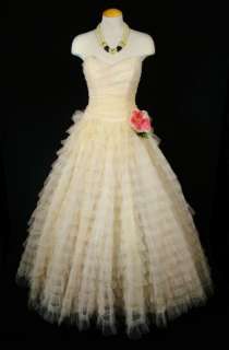   TULLE GOWN Bridal WEDDING Prom PARTY Mad Men Princess DRESS s  