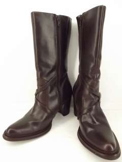 Womens boots dark brown vegan Skechers 7.5 M harness heels zip  