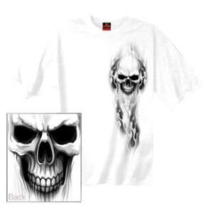  Hot Leathers Ghost Skull Double Sided T Shirt Large White 