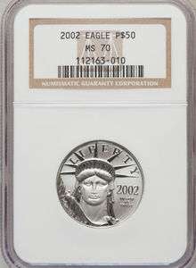 2002, NGC MS 70, $50 AMER. PLATINUM EAGLE (1/2 OZ) *PERFECT CONDITION 