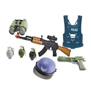   SWAT Vest, 3 Realistic Grenades, SWAT Helmet, Robocop Blowback Pistol