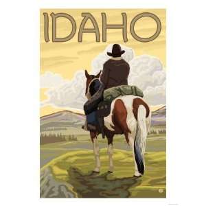  Cowboy & Horse, Idaho Premium Poster Print, 18x24