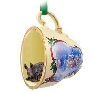  Armadillo Sleigh Ride Tea Cup Christmas Ornament