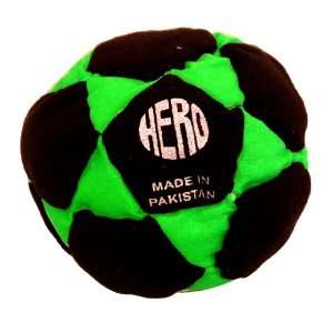 Hero Black & Neon Green 32 Panel Hacky Sack / Footbag 