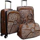 Western floral embossed studded 3 piece luggage set w/ silver spurs 