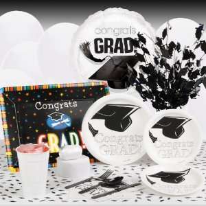  Graduation School Colors White Deluxe Party Kit 