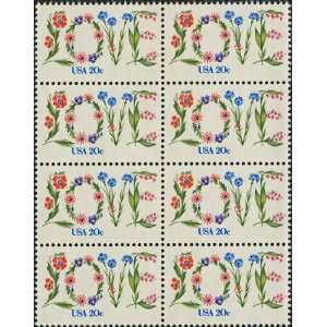  1982 LOVE STAMPS #1951 Block of 8 x 20¢ US Postage Stamps 