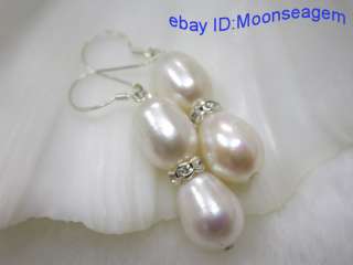 CLASSIC 13mm white FW cultured pearl dangle earrings  