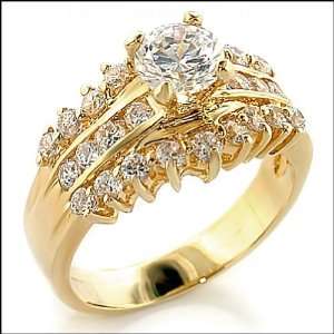  Gold Plated Clear Cubic Zirconia Ring, 1.45 Ct, Size 9 