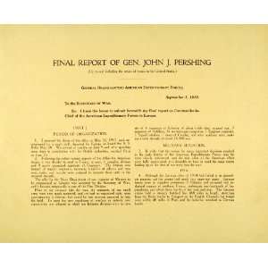  1920 Article WWI General Pershing Military Report American 