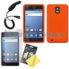 Orange Silicone Skin Cover Case+Film+Car Charger for Samsung Infuse 4G 