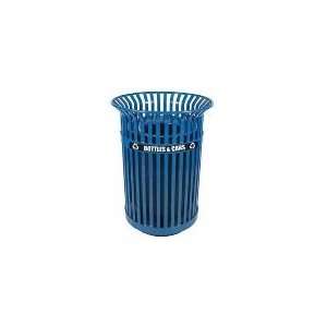   Outdoor Slatted Metal Recycling Container, Blue Finish