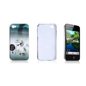   Chinese Fish Lotus Print Hard Plastic Cover for iPhone 4 4G