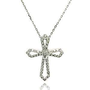   Zirconia Cross Pendant w/ Adjustable Chain 16 18 (29.15mm x 22.8mm