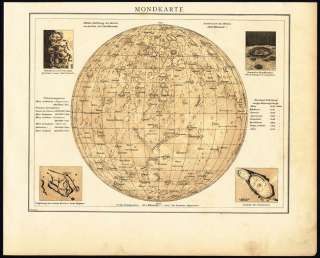 Antique Map MOON MONDKARTE Andree 1904  