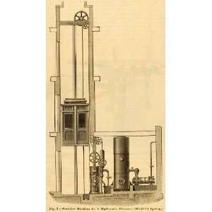  1884 Print Antique Whittier Hydraulic Elevator Car Shaft Hinkle 