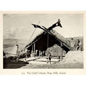  1938 Print Chief House Naga Hills Assam India Nagaland 
