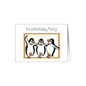   Birthday Invitation, Penguins Dancing, Kids Party Card Toys & Games
