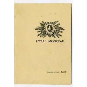 Hotel Royal Monceau Menu Paris France 1950 Everything 