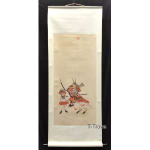 Samurai Warrior Wall Scroll Riding White Horse Archer