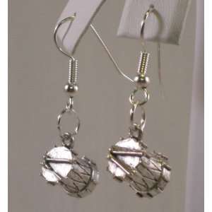   3D Drum with Sticks Dangling Earrings Music Musician Drummer Jewelry