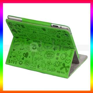 Cute Cartoon Graffiti Magnetic Leather Smart Cover Case with Stand 
