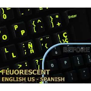   fluorescent Spanish   English keyboard stickers 