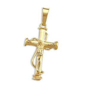  Unique Cross Crucifix Pendant 14k Yellow Gold Charm Jewel 