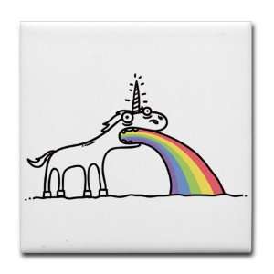    Tile Coaster (Set 4) Unicorn Vomiting Rainbow 