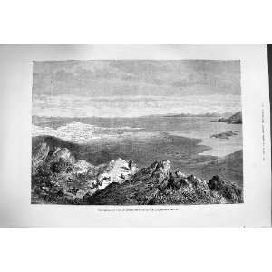  1880 PIRAEUS PORT ATHENS SEAT XERXES MOUNTAINS PRINT