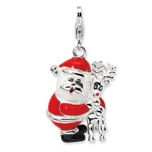 Santa Reindeer Charm in Sterling Silver