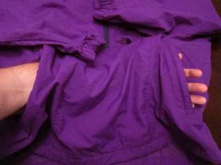   Northface Mens Retro Bright Purple Anorak Rain Shell Nylon Jacket Sz L