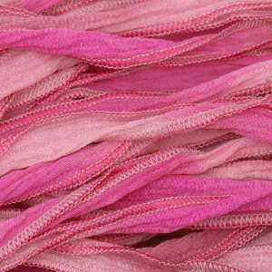  Hand Dyed Silk Multi color Pink Ribbon