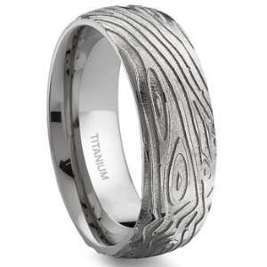    7 Degree WOOD GRAIN Titanium Band Ring Sz 8.0 SN#557 Jewelry