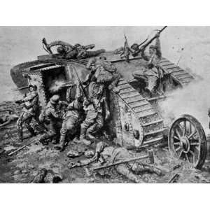  German Soldiers Attacking Stalled Allied Tank During the 