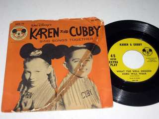 45 W/PIC SLEEVE Disney Mickey Mouse Club KAREN & CUBBY  