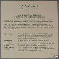Danbury Mint 1957 Betty Boop Car Unpacking Instructions  