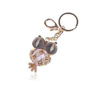  Cute Gold Tone Crystal Rhinestone Attentive Peekaboo Owl 