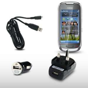  C7 USB MAINS ADAPTER & USB MINI CAR CHARGER ADAPTOR WITH MICRO USB 
