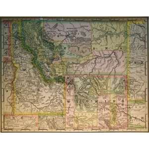  McNally Map of Wyoming,Montana,Idaho (1887) Office 