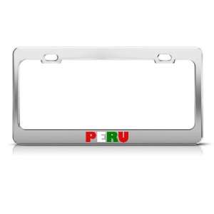  Peru Flag Country license plate frame Stainless Metal Tag 