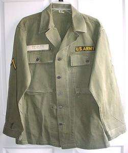 WWII HBT 1944 Pattern US Army Combat Shirt w/ 13 Star Buttons worn in 