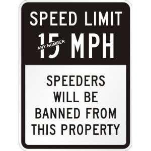  Speed Limit [your choice] MPH Speeders Will Be Banned from 