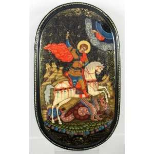  Palekh Russian Lacquer Box ST.GEORGE SLAYING THE DRAGON 
