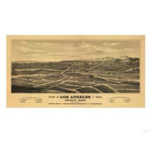 Los Angeles, California   Panoramic Map No. 7 Premium Poster Print 