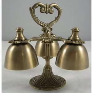    Solid Brass Triple Dinner Bell ~ Church Bells Musical Instruments