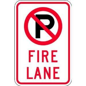 ZING 2490 No Parking Fire Lane,EG,Red/White,12x18  