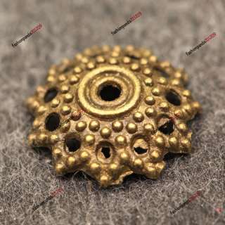 9pcs Antique Brass Flower Hollow Bead Ends Caps Vintage Jewelry 