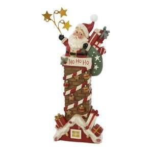   Adler 9 Inch Resin Retro Santa in Chimney Tablepiece