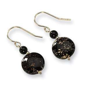  14k Murano Glass Bead & Onyx Wire Earrings Jewelry